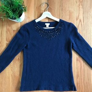 J Crew Navy Embellished Sweater